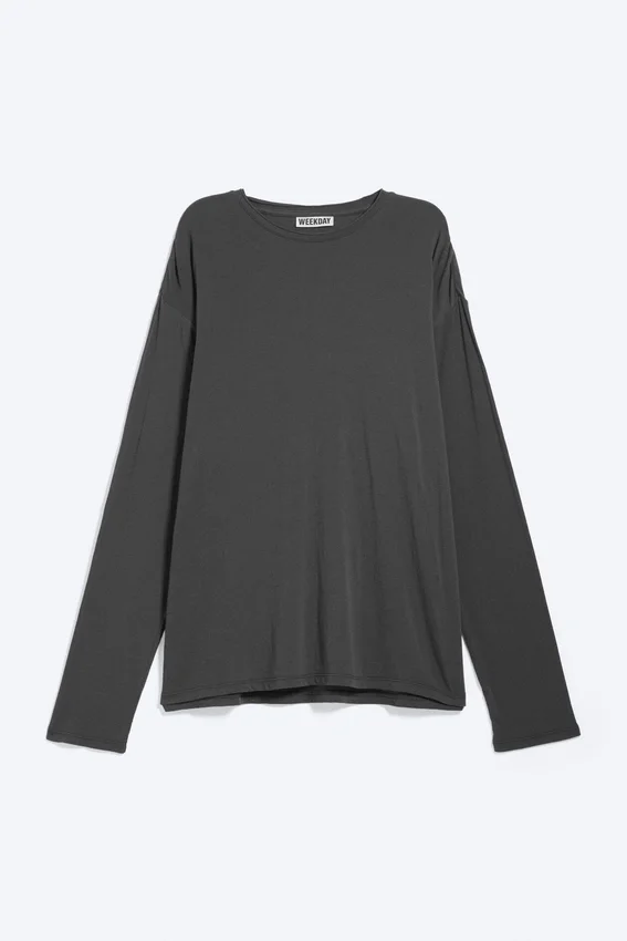 Camiseta holgada de manga larga – Gris oscuro Camiseta holgada de manga larga – Gris oscuro