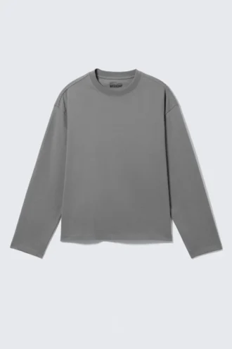 Camiseta holgada de manga larga – Gris polvoriento