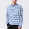 Camiseta holgada de manga larga – Rayas azules y blancas Camiseta holgada de manga larga – Rayas azules y blancas