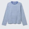 Camiseta holgada de manga larga – Rayas azules y blancas Camiseta holgada de manga larga – Rayas azules y blancas