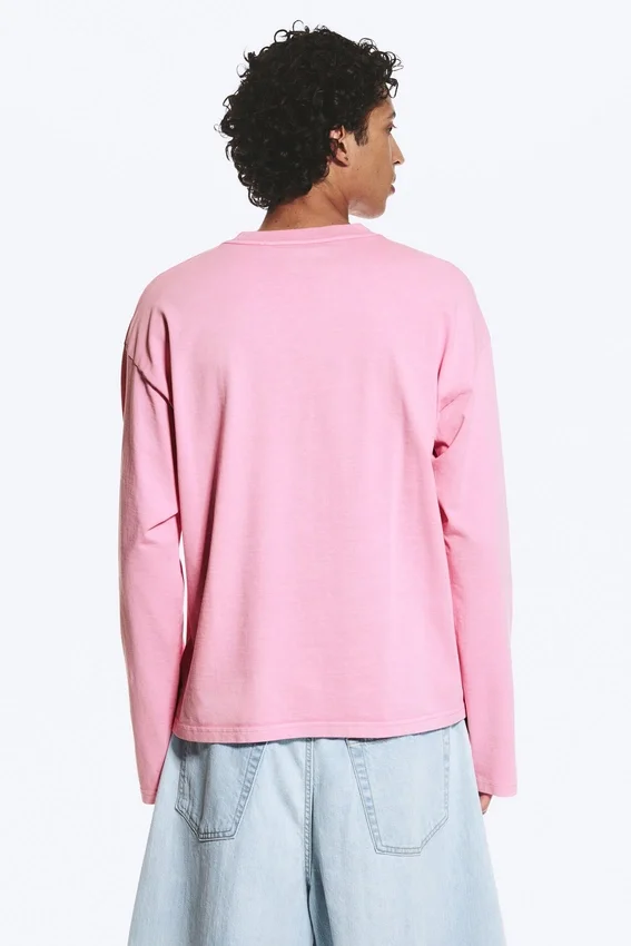 Camiseta holgada de manga larga – Rosa lavado Camiseta holgada de manga larga – Rosa lavado