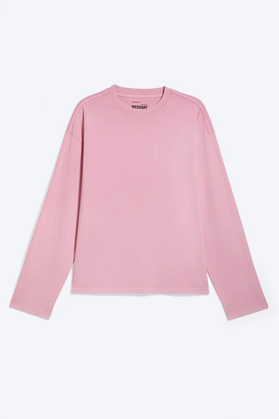 Camiseta holgada de manga larga – Rosa lavado Camiseta holgada de manga larga – Rosa lavado