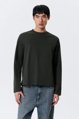 Camiseta holgada de manga larga – Verde oscuro Camiseta holgada de manga larga – Verde oscuro
