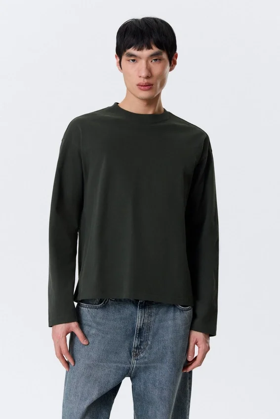 Camiseta holgada de manga larga – Verde oscuro Camiseta holgada de manga larga – Verde oscuro