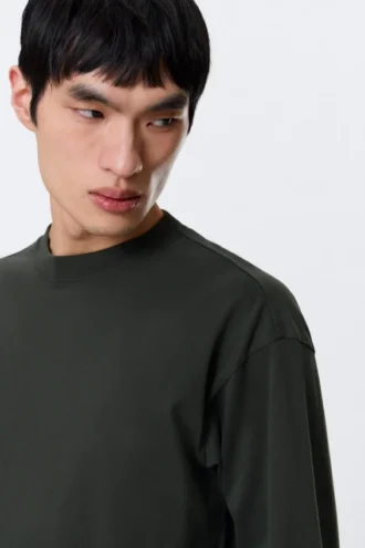 Camiseta holgada de manga larga – Verde oscuro Camiseta holgada de manga larga – Verde oscuro