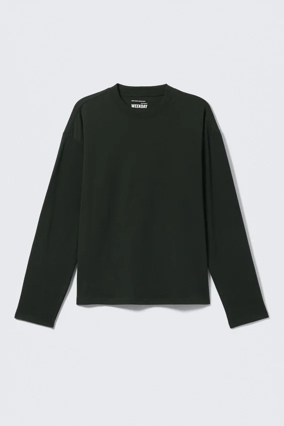 Camiseta holgada de manga larga – Verde oscuro Camiseta holgada de manga larga – Verde oscuro