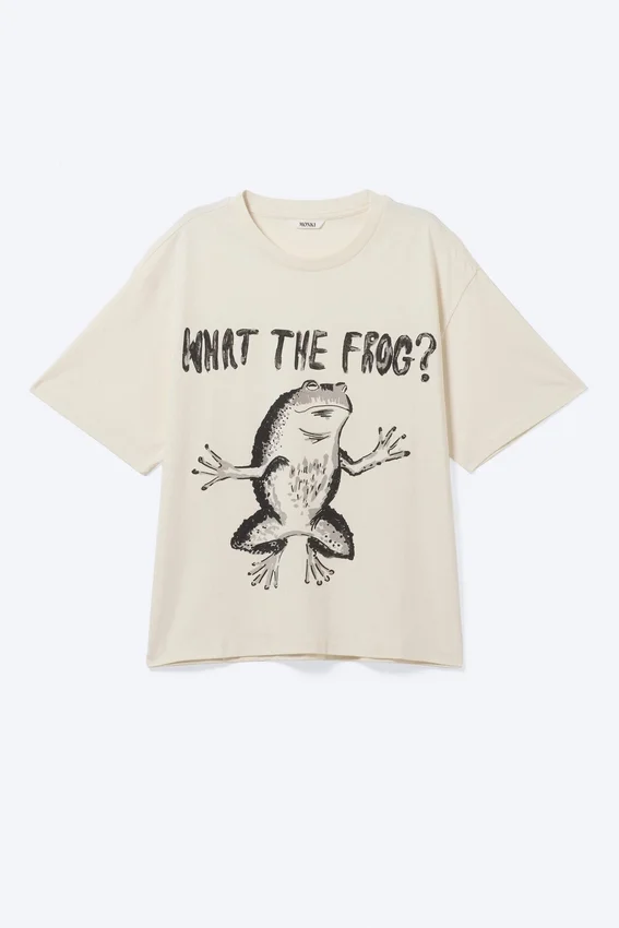 Camiseta holgada estampada – Blanco roto – What the Frog? Camiseta holgada estampada – Blanco roto – What the Frog?