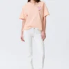Camiseta holgada estampada – Naranja claro – Flor rosa Camiseta holgada estampada – Naranja claro – Flor rosa