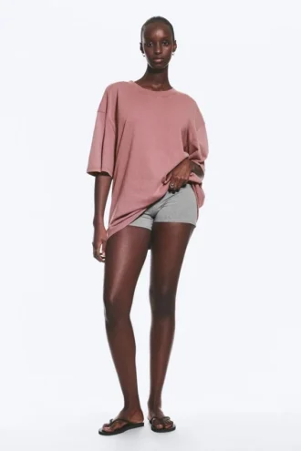 Camiseta holgada – Lila empolvado medio