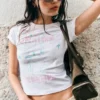 Camiseta mini ajustada con estampados – Blanca – Conejo blanco Camiseta mini ajustada con estampados – Blanca – Conejo blanco