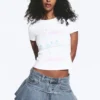 Camiseta mini ajustada con estampados – Blanca – Conejo blanco Camiseta mini ajustada con estampados – Blanca – Conejo blanco