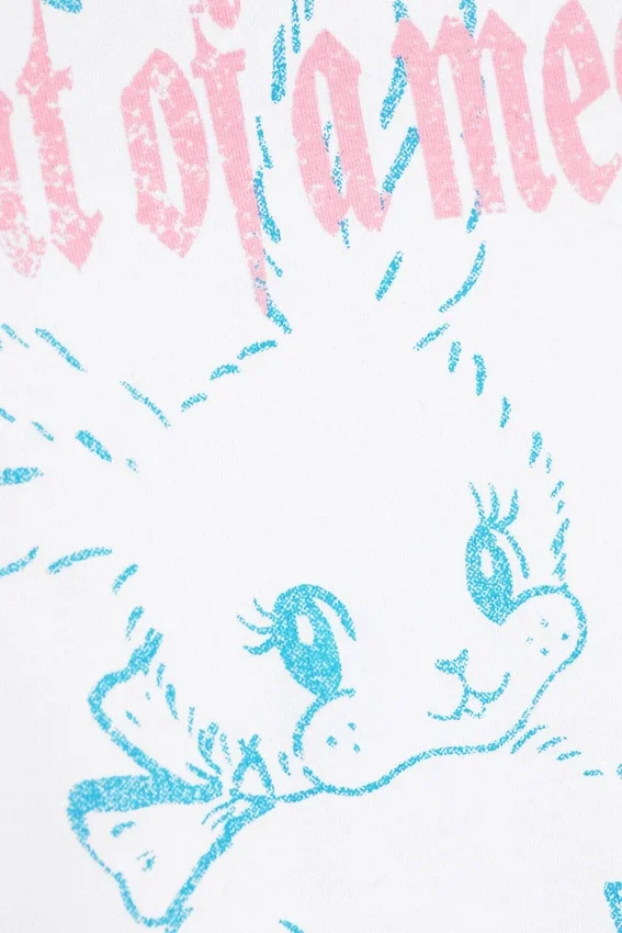 Camiseta mini ajustada con estampados – Blanca – Conejo blanco Camiseta mini ajustada con estampados – Blanca – Conejo blanco