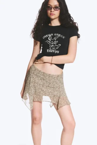 Camiseta mini ajustada con estampados – Negro – Bunny