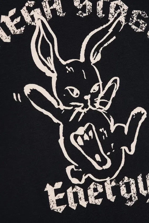 Camiseta mini ajustada con estampados – Negro – Bunny Camiseta mini ajustada con estampados – Negro – Bunny