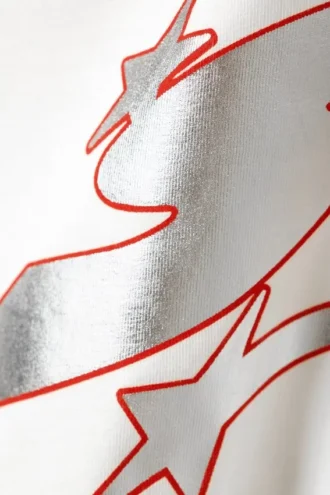 Camiseta mini ajustada de manga corta con estampado – Blanco roto y rojo | Cheap Monday GB