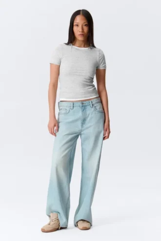 Camiseta mini ajustada – Gris jaspeado