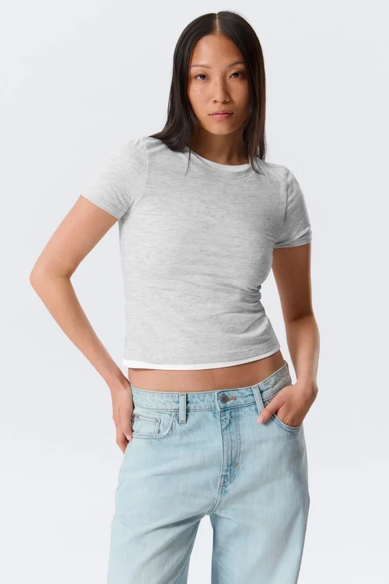Camiseta mini ajustada – Gris jaspeado Camiseta mini ajustada – Gris jaspeado