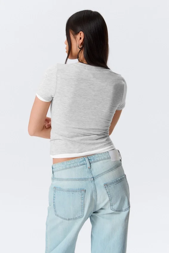 Camiseta mini ajustada – Gris jaspeado Camiseta mini ajustada – Gris jaspeado