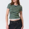Camiseta mini ajustada – Rayas azul marino/verde Camiseta mini ajustada – Rayas azul marino/verde