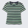 Camiseta mini ajustada – Rayas azul marino/verde Camiseta mini ajustada – Rayas azul marino/verde