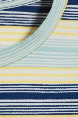 Camiseta mini ajustada – Rayas azules/amarillas