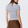 Camiseta mini ajustada – Rayas multicolor azul/rosa Camiseta mini ajustada – Rayas multicolor azul/rosa