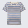 Camiseta mini ajustada – Rayas multicolor azul/rosa Camiseta mini ajustada – Rayas multicolor azul/rosa