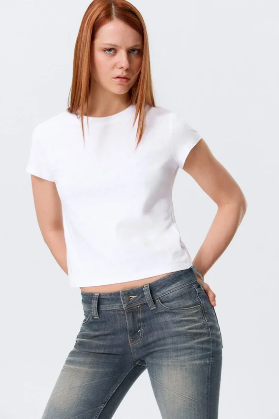 Camiseta mini de corte recto – Blanca Camiseta mini de corte recto – Blanca