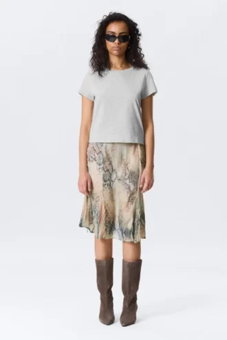 Camiseta mini de corte regular – Gris jaspeado