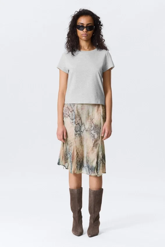 Camiseta mini de corte regular – Gris jaspeado Camiseta mini de corte regular – Gris jaspeado