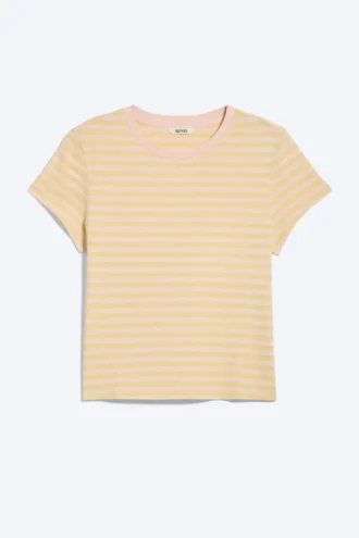 Camiseta mini de corte regular – Rayas amarillo lima/rosa melocotón