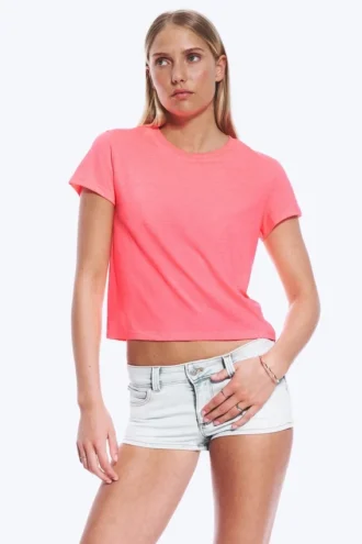 Camiseta mini de corte regular – Rosa neón
