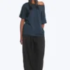 Camiseta oversize con cuello barco – Azul oscuro Camiseta oversize con cuello barco – Azul oscuro