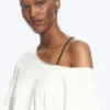 Camiseta oversize con cuello barco – Blanco roto Camiseta oversize con cuello barco – Blanco roto