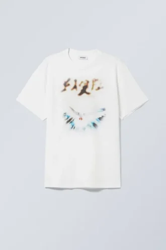 Camiseta oversize con estampados – Blanca – Blurry Dove