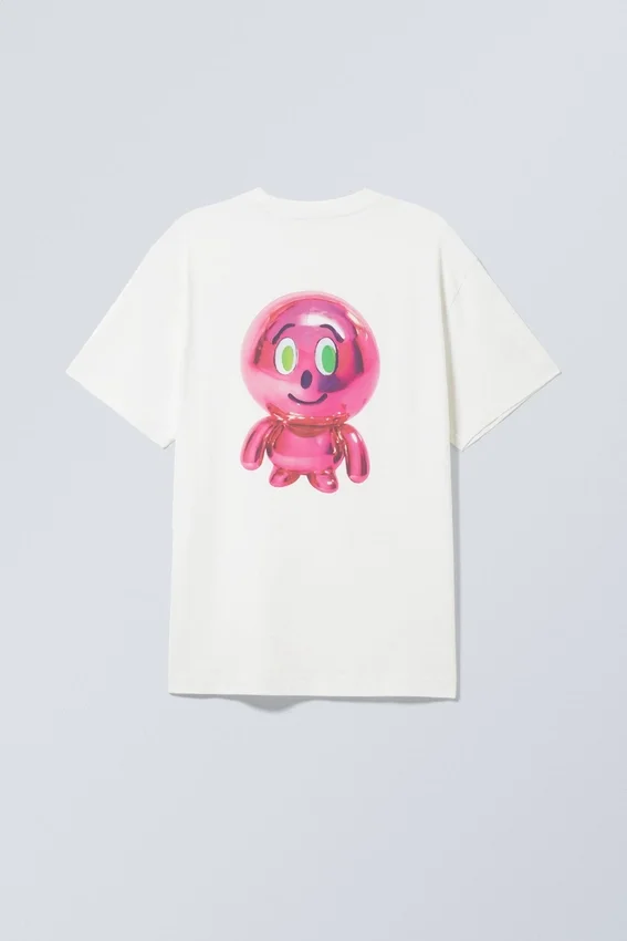 Camiseta oversize con estampados – Blanca – Shiny Guy Camiseta oversize con estampados – Blanca – Shiny Guy