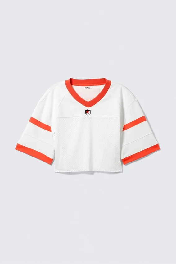 Camiseta oversize corta de malla – Blanco/Rojo Camiseta oversize corta de malla – Blanco/Rojo
