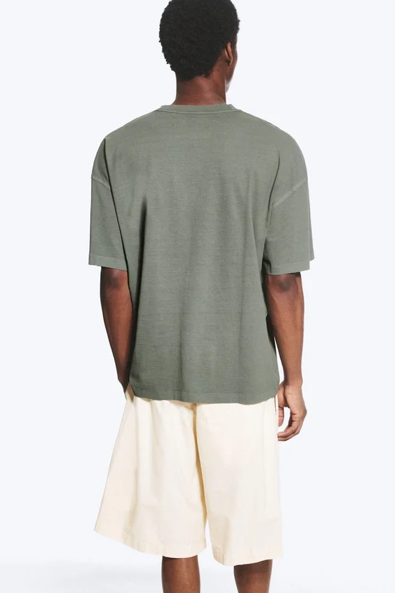 Camiseta oversize de corte cuadrado – Verde caqui claro apagado Camiseta oversize de corte cuadrado – Verde caqui claro apagado
