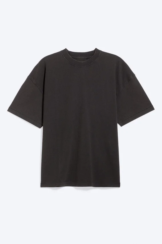 Camiseta oversize de corte recto – Negro lavado Camiseta oversize de corte recto – Negro lavado
