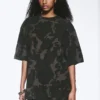 Camiseta oversize de manga corta estampada – Verde caqui – Camuflaje