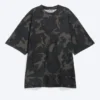 Camiseta oversize de manga corta estampada – Verde caqui – Camuflaje