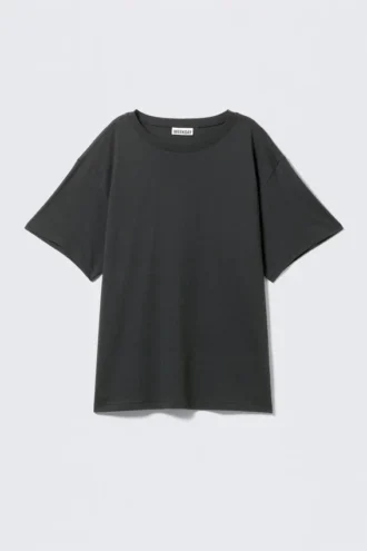 Camiseta oversize de manga corta suave – Gris oscuro