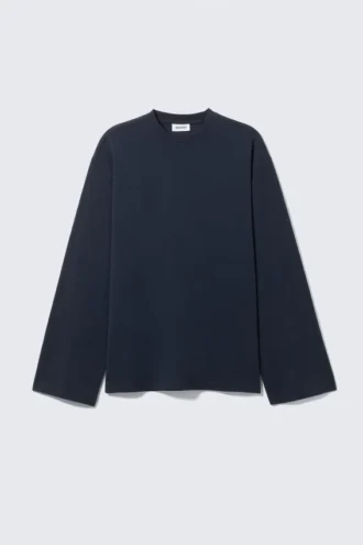 Camiseta oversize de manga larga – Azul marino oscuro