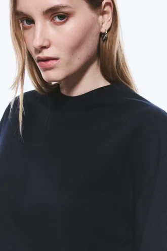 Camiseta oversize de manga larga – Azul marino oscuro