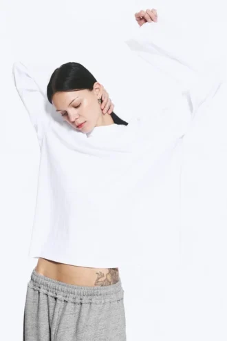 Camiseta oversize de manga larga – Blanca