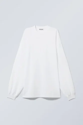 Camiseta oversize de manga larga – Blanca