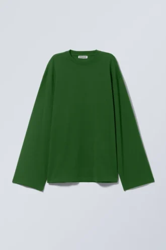 Camiseta oversize de manga larga – Verde oscuro