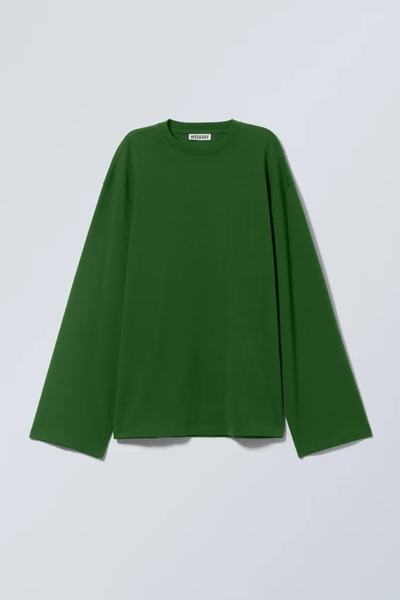 Camiseta oversize de manga larga – Verde oscuro Camiseta oversize de manga larga – Verde oscuro