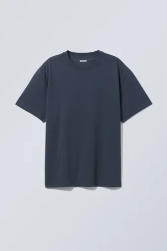Camiseta oversize de tejido grueso – Azul oscuro