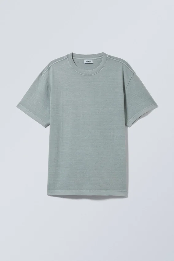 Camiseta oversize de tejido grueso – Gris/azul lavado Camiseta oversize de tejido grueso – Gris/azul lavado
